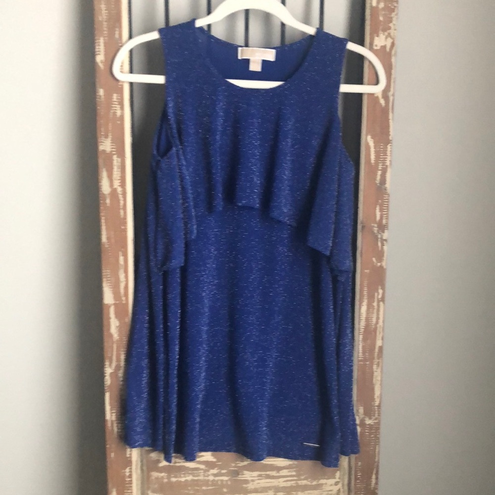 Michael Kors.  Blue with metallic sparkle long sleeve top. Size M.